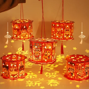 Красный китайский фестивальный фонарь, традиционные бумажные фонарики ручной работы, Новый фестивальный фонарь в Год дракона для праздника фестиваля 1