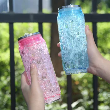 креативная двухслойная бутылка для воды с соломенной крышкой объемом 500 мл с популярным дизайном колы и колотого льда, Пластиковая подарочная чашка для напитков 1
