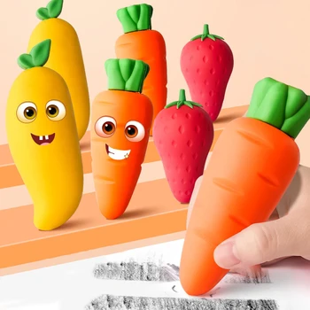 Креативный ластик с фруктами Биг Мак и морковью, уникальные и милые канцелярские принадлежности, школьные канцелярские принадлежности, детский студенческий ластик для карандашей, призовой подарок 1