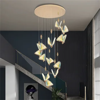 Люстра TEMAR Nordic Butterfly, светильники, современные подвесные светильники, домашняя светодиодная подсветка для лестничного холла