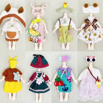 Модные комбинезоны, платья для кукол 1/12 BJD, красивый кукольный наряд для кукол 16 ~ 17 см, мультяшные костюмы для кукол 1/11 OB11, аксессуары для кукол 1