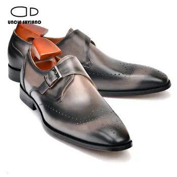 Мужская обувь Uncle Saviano Single Monk, Модная дизайнерская свадебная обувь для шафера, мужская обувь ручной работы из натуральной кожи класса люкс 1