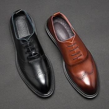Мужские модельные туфли Удобная модная обувь из натуральной кожи Мужская Повседневная деловая обувь Официальная мужская модельная обувь Обувь 1