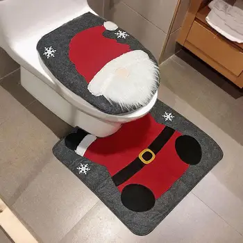 наборы рождественских ковриков для ванной из 2 предметов, U-образный коврик для туалета Санта, накладка для крышки унитаза и многое другое - идеально подходят для рождественского декора 1