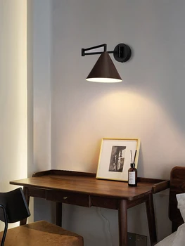 Новый продукт Черная роботизированная рука Круглого деревянного цвета Классические Простые светильники Настенный светильник для дома, спальни, Бра