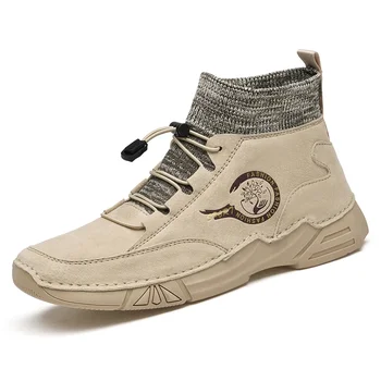 Осенне-зимние брендовые мужские ботинки из натуральной кожи, уличные кожаные ботинки на платформе, мотоциклетные ботинки в стиле панк, новая мужская повседневная обувь
