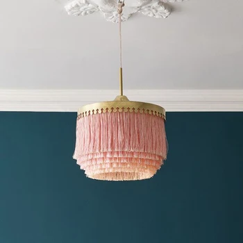 Подвесной светильник с бахромой, постмодернистский розовый светильник, креативное искусство, модный подвесной светильник в стиле бохо, спальня принцессы, дизайнерское освещение детской комнаты 1