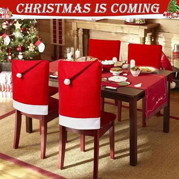 Рождественские Чехлы для стульев Рождественские Шляпы Рождественские Чехлы для спинок стульев в столовой Праздничная вечеринка Navidad Noel 1