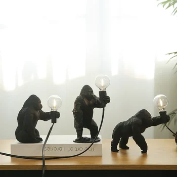 Смола горилла Светодиодная Настольная Лампа для Гостиной Спальни Nordic Donkey Kong Настольная Лампа Ночник Светильник Лофт Домашний Декор Светильники 1