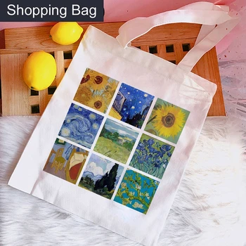 Сумка-Тоут Van Gogh Shopping Bag Recycle Bag Shopper Многоразовая Холщовая Хлопчатобумажная сумка Для покупок Bolsa Compra Cloth Shoping Sacola Sacolas