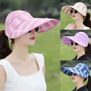 Холст, летняя повседневная пляжная кепка с защитой от ультрафиолета, солнцезащитная шляпа с козырьком, женская солнцезащитная шляпа с широкими полями. 1