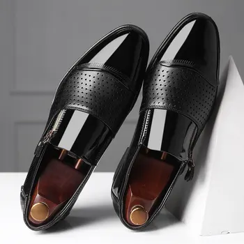 2024 Весна-лето итальянская роскошная мужская обувь оксфорды из качественной лакированной кожи, Свадебные размеры 38-48, Черное деловое платье, официальная обувь 2