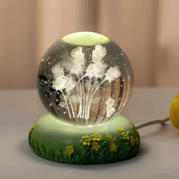 3D креативный хрустальный шар, лампа с 3D рисунком, настольная лампа из смолы, настольные украшения, атмосфера в стиле кантри, Легкие поделки из смолы с основанием 2