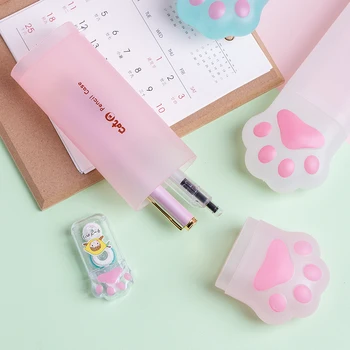3D Пенал, коробка для хранения, Милая Розовая Кошачья лапа, Мультяшная сумка для ручек для школьницы, Подарочный чехол для канцелярских принадлежностей Kawaii, держатель для ластика 2
