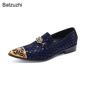 Batzuzhi/ 2021 Мужская обувь в западном стиле; Модные кожаные модельные туфли Genunine; Мужские вечерние Свадебные Кожаные туфли с синими перьями для мужчин! 2