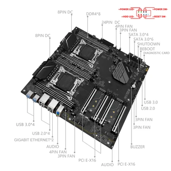 MACHINIST X99 Xeon Kit Комплект материнской платы LGA 2011-3 E5 2666 v3 Двухпроцессорный процессор DDR4 8*16 ГБ ECC-памяти M.2 NVME ssd E-ATX D8 MAX 2
