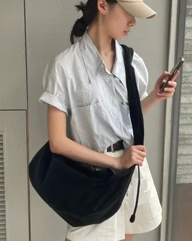 Большая вместительная сумка Cloud Женская сумка через плечо Корейская сумка Harajuku из искусственной кожи через плечо Студенческая Спортивная сумка для клецек через плечо 2