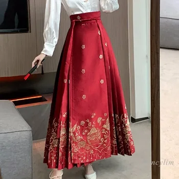Весна-осень 2024, Новая юбка в китайском стиле с лошадиным лицом для женщин, юбки в национальном стиле Faldas Largas 2