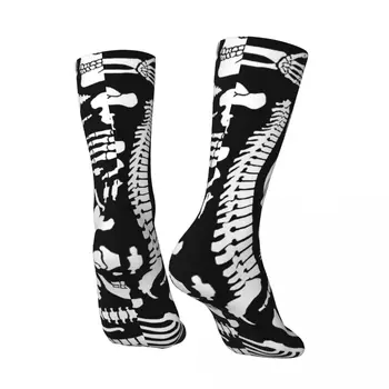 Забавные счастливые мужские носки Human Bones Vintage Harajuku Skeleton Skull Bone Street Style Crew Crazy Sock Подарочный рисунок с принтом 2
