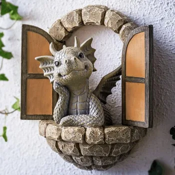 Книга для чтения в саду, скульптура маленького дракона, милые статуи дракона, скульптуры дракона из смолы, художественное украшение для домашнего декора на лужайке во дворе. 2