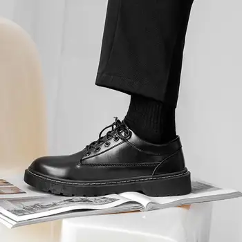 Костюм Мужская обувь Летний деловой британский стиль Big Head Официальная Повседневная кожаная обувь Для мальчиков Рабочая Черная свадебная модная обувь 2
