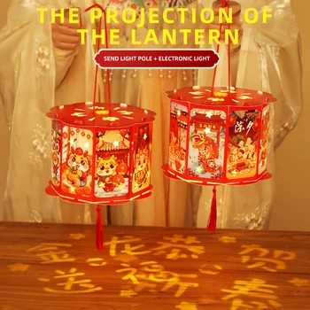 Красный китайский фестивальный фонарь, традиционные бумажные фонарики ручной работы, Новый фестивальный фонарь в Год дракона для праздника фестиваля 2