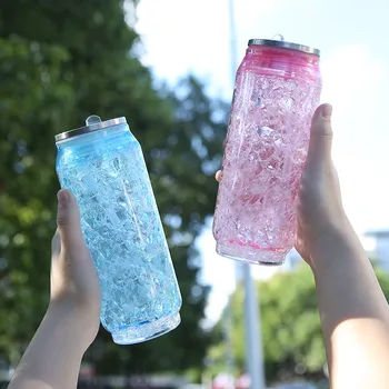 креативная двухслойная бутылка для воды с соломенной крышкой объемом 500 мл с популярным дизайном колы и колотого льда, Пластиковая подарочная чашка для напитков 2