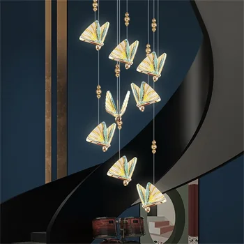 Люстра TEMAR Nordic Butterfly, светильники, современные подвесные светильники, домашняя светодиодная подсветка для лестничного холла 2