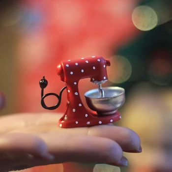Миксеры для миниатюрной мебели в кукольном домике 1:12, модель красного миксера-блендера в рождественском стиле, Рождественский орнамент, декорация сцен выпечки на кухне 2