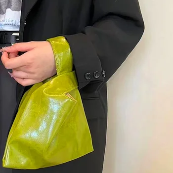 Модная мини-сумка на запястье с узлом, женская мужская сумка с верхней ручкой, сумка из искусственной кожи с яркой поверхностью, высококачественная повседневная сумка-тоут, сумка для телефона и ключей. 2