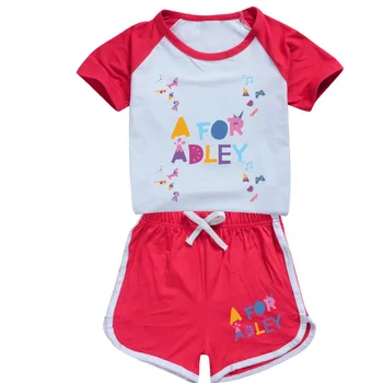 Одежда для девочек и мальчиков, Летний Милый костюм A for Adley, Детская Спортивная футболка + Шорты, Комплект из 2 предметов, Детская одежда, Пижамы для малышей 2