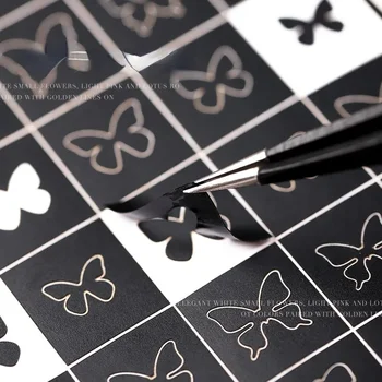 Полые наклейки для ногтей с рисунком бабочки в виде сердца любви, красивое самоклеящееся французское украшение для ногтей 2