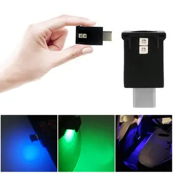 Портативный USB C Type-C RGB LED Рассеянный свет Ночные огни в салоне автомобиля Красочное атмосферное декоративное освещение для автоаксессуаров 2