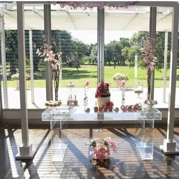 Свадебные прямоугольные обеденные столы из прозрачного акрила для свадебных вечеринок 2
