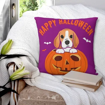 Счастливого Хэллоуина, костюмы из тыквы для собак породы Бигль, Квадратная наволочка на День Благодарения, Декоративная подушка для комфорта на молнии 2