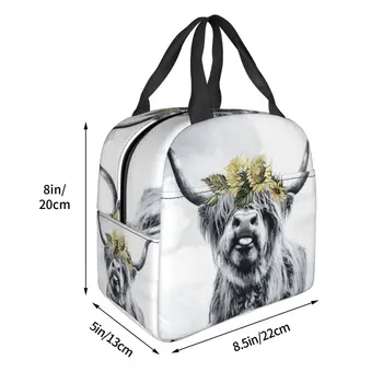 Термосумка для ланча Highland Cow Funny Bull, милые сумки для бенто с портретом дикой природы в западном стиле, изолированный ланч-бокс для работы и учебы 2
