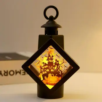 Фонарь на Хэллоуин, светодиодные свечи, настольная лампа, светодиодная свеча для украшений на Хэллоуин, Гобелен, фонарь и светодиодный световой орнамент, Беспламенный 2