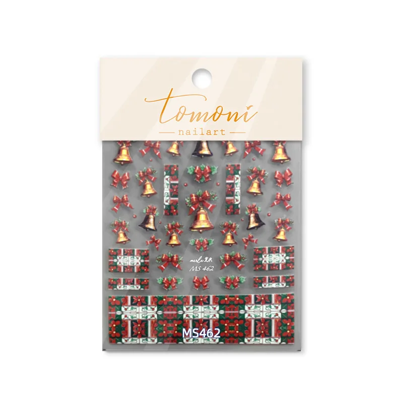 Тонкие и прочные наклейки для ногтей, не теряющие стиль сотрудничества, японские винтажные наклейки для ногтей, Рождественский колокольчик Изображение 4