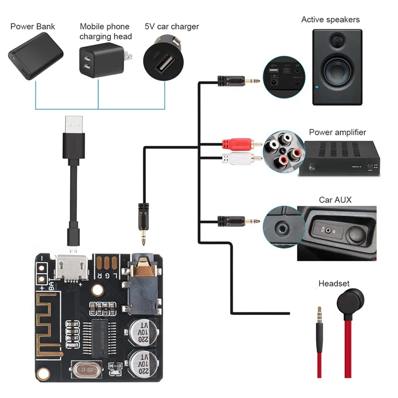 Плата аудиоприемника Bluetooth 3ШТ, B T 5.0, стереоусилитель DIY, автомобильный усилитель динамика 3,7-5V, Беспроводной Изображение 4