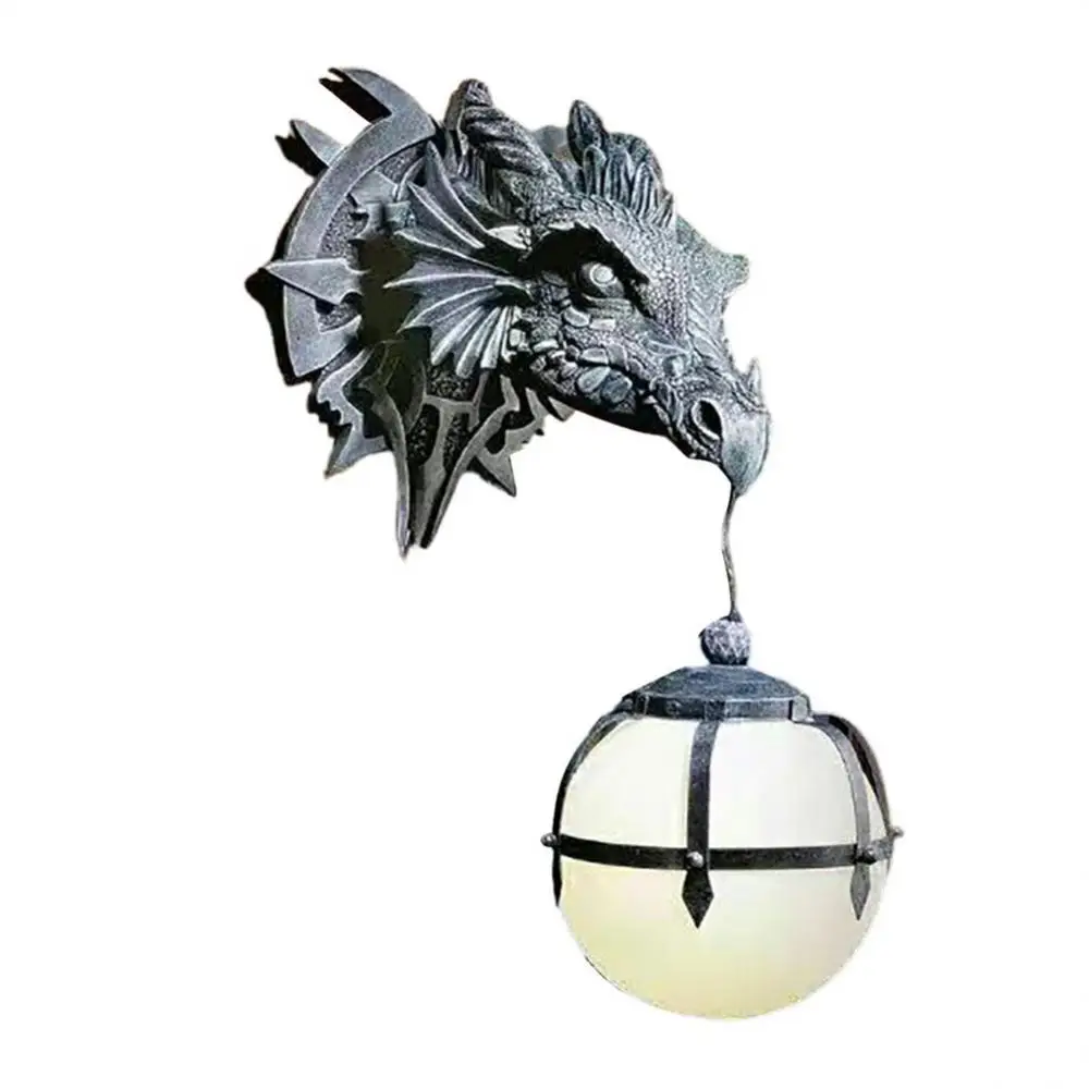 Подвесной светильник с динозавром, Фонарь, украшение для вечеринки на Хэллоуин, промышленный стиль, изделия из смолы с Головой Дракона, Подвесной светильник с Драконом Изображение 3