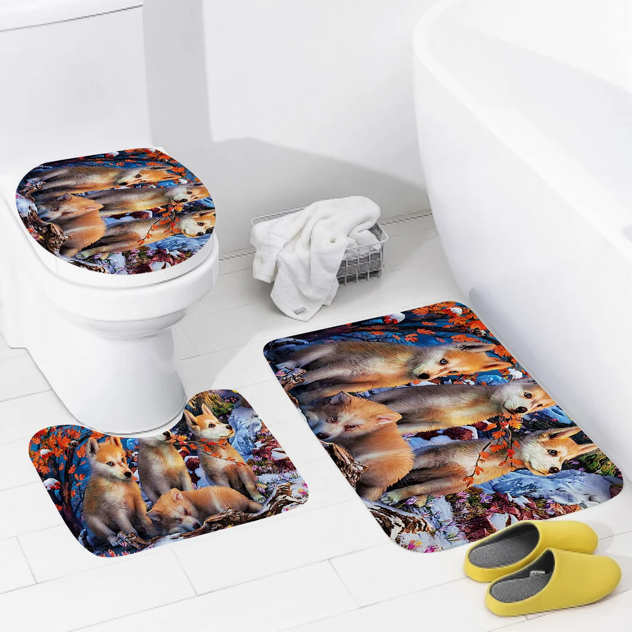 домашние коврики для ванной комнаты, красочные животные, коврик для ног в ванной, современные аксессуары для ванной комнаты, коврик для унитаза, противоскользящий ковер для ванны Изображение 3
