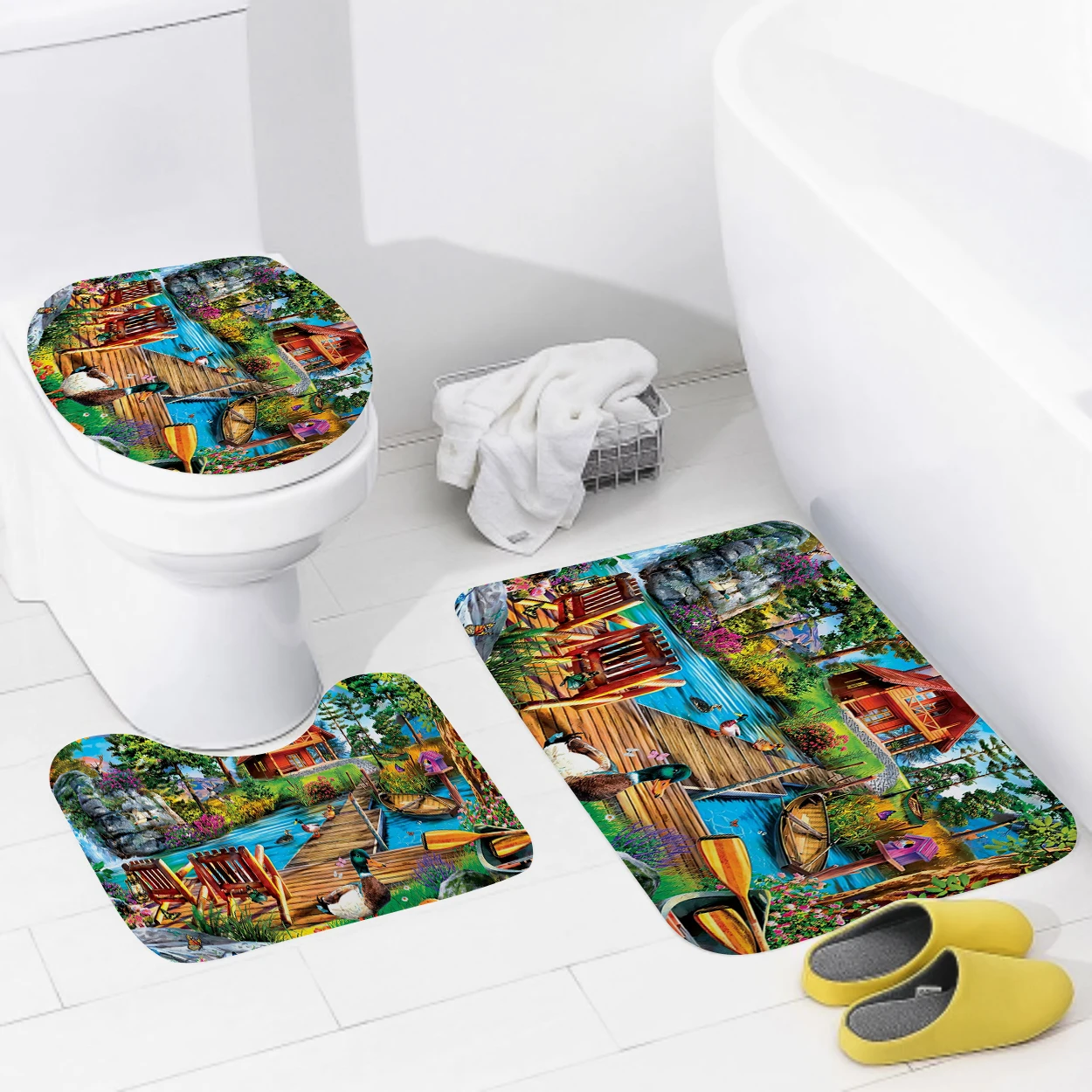 домашние коврики для ванной комнаты, красочные животные, коврик для ног в ванной, современные аксессуары для ванной комнаты, коврик для унитаза, противоскользящий ковер для ванны Изображение 5