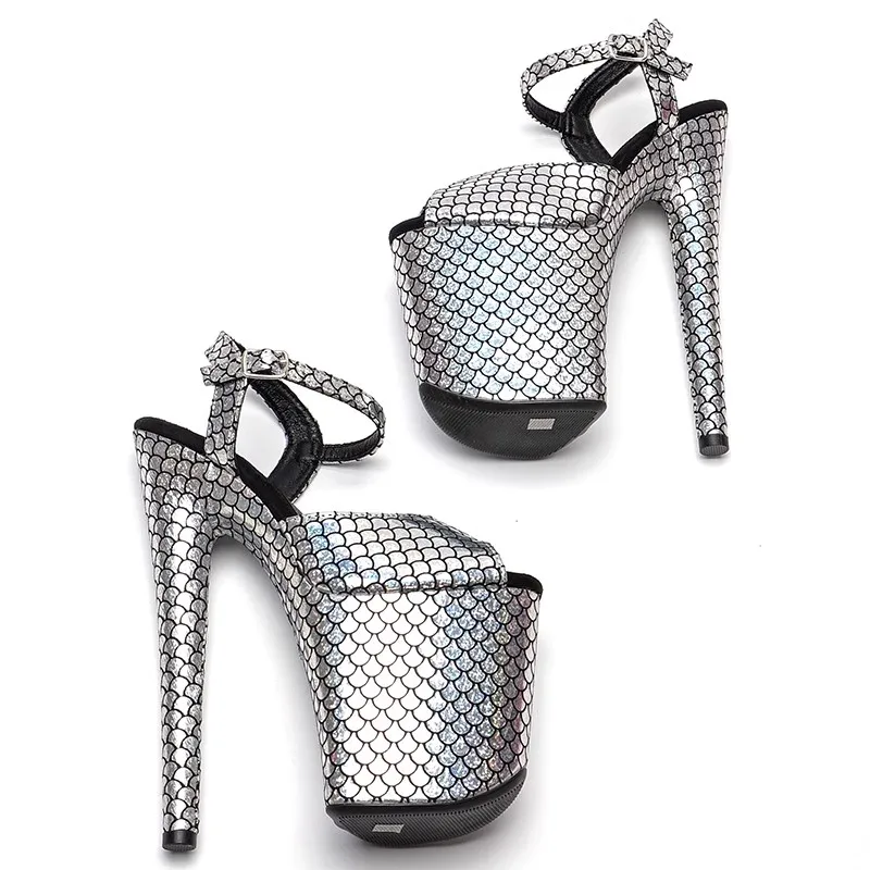 Женские босоножки на высоком каблуке нового цвета с искусственным верхом 20 см / 8 дюймов, пикантные модельные туфли для показа и танцев на шесте 041 Изображение 3