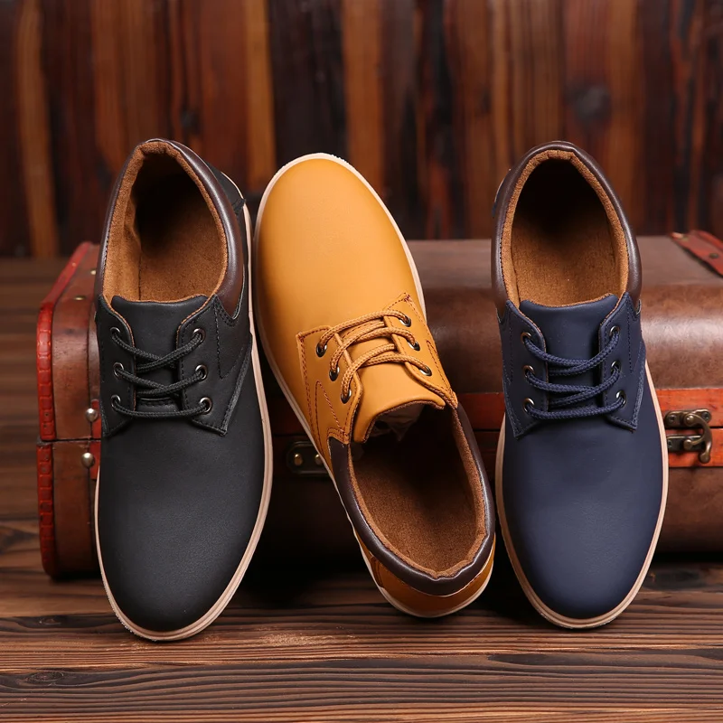 Мужская кожаная повседневная обувь, мужская Летняя брендовая удобная обувь на плоской подошве 2023 года, модные кроссовки, мужские оксфорды на шнуровке, обувь Изображение 3
