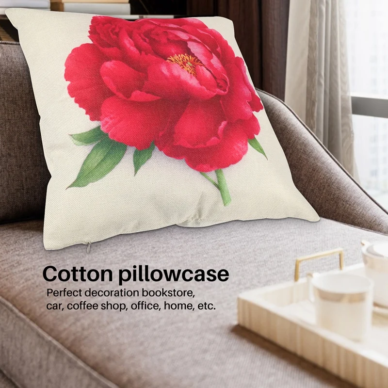 Винтажная декоративная наволочка из цветочного льна, наволочка для домашнего дивана, декоративная роза Изображение 3