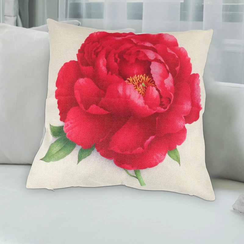 Винтажная декоративная наволочка из цветочного льна, наволочка для домашнего дивана, декоративная роза Изображение 4