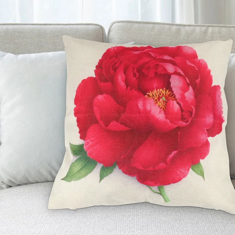 Винтажная декоративная наволочка из цветочного льна, наволочка для домашнего дивана, декоративная роза Изображение 5