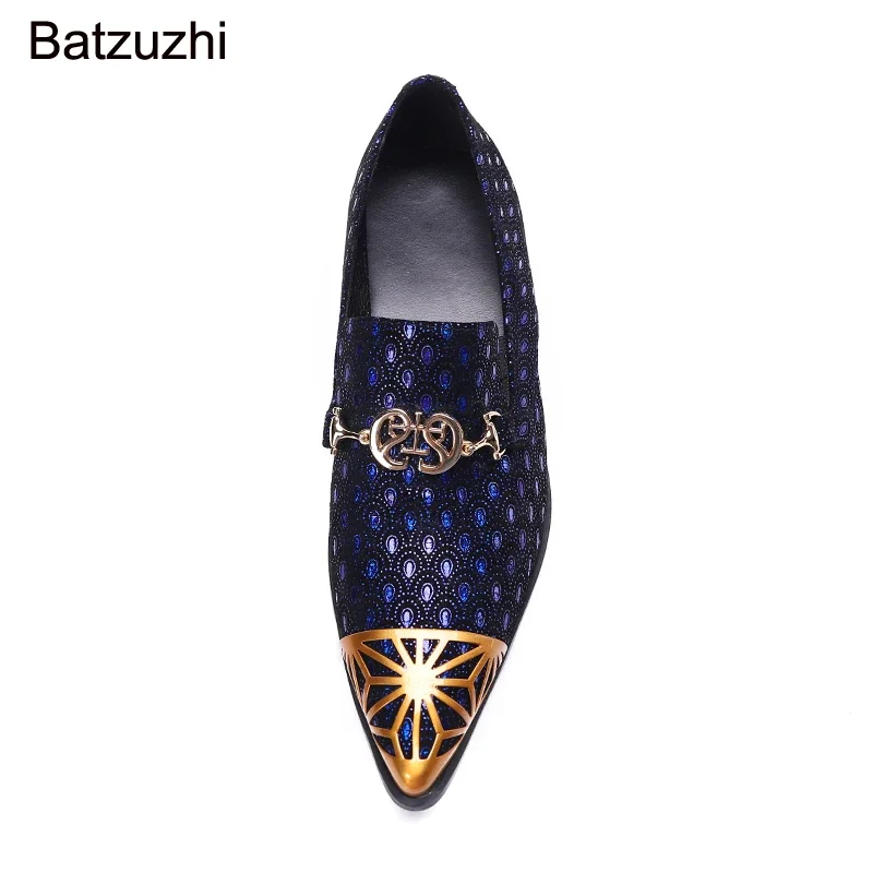 Batzuzhi/ 2021 Мужская обувь в западном стиле; Модные кожаные модельные туфли Genunine; Мужские вечерние Свадебные Кожаные туфли с синими перьями для мужчин! Изображение 3