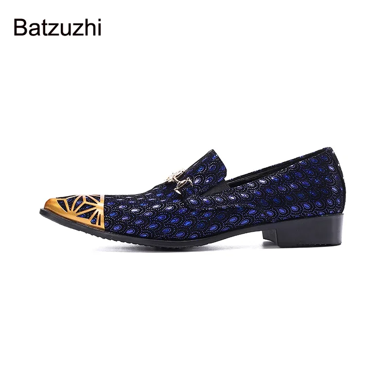 Batzuzhi/ 2021 Мужская обувь в западном стиле; Модные кожаные модельные туфли Genunine; Мужские вечерние Свадебные Кожаные туфли с синими перьями для мужчин! Изображение 4