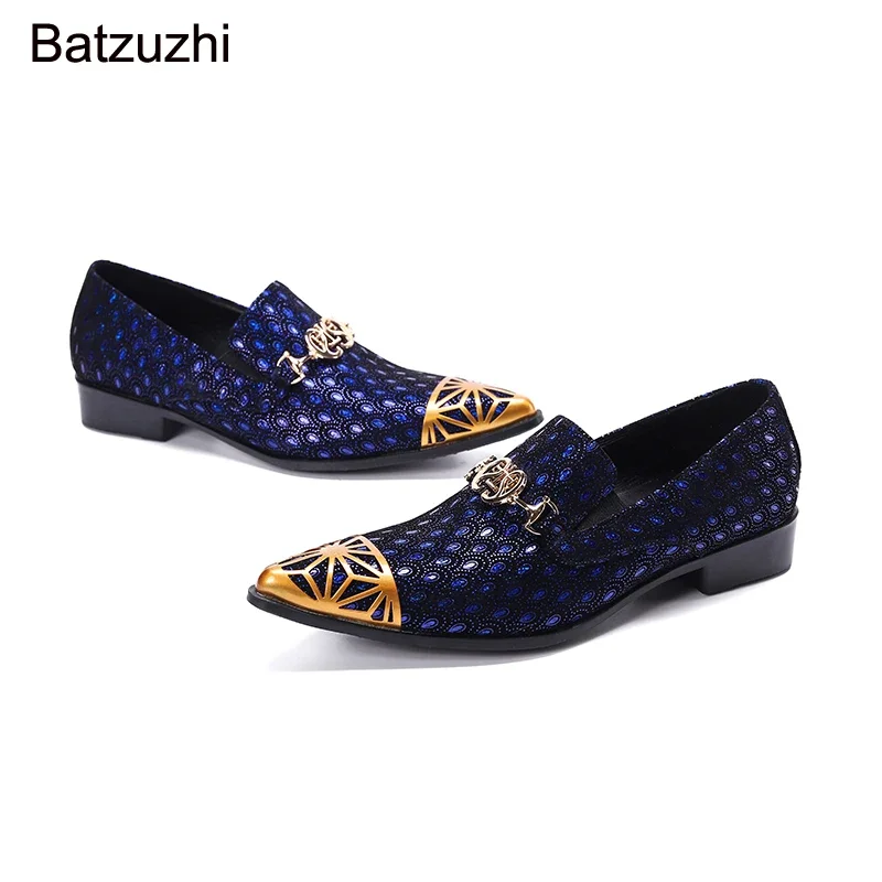 Batzuzhi/ 2021 Мужская обувь в западном стиле; Модные кожаные модельные туфли Genunine; Мужские вечерние Свадебные Кожаные туфли с синими перьями для мужчин! Изображение 5